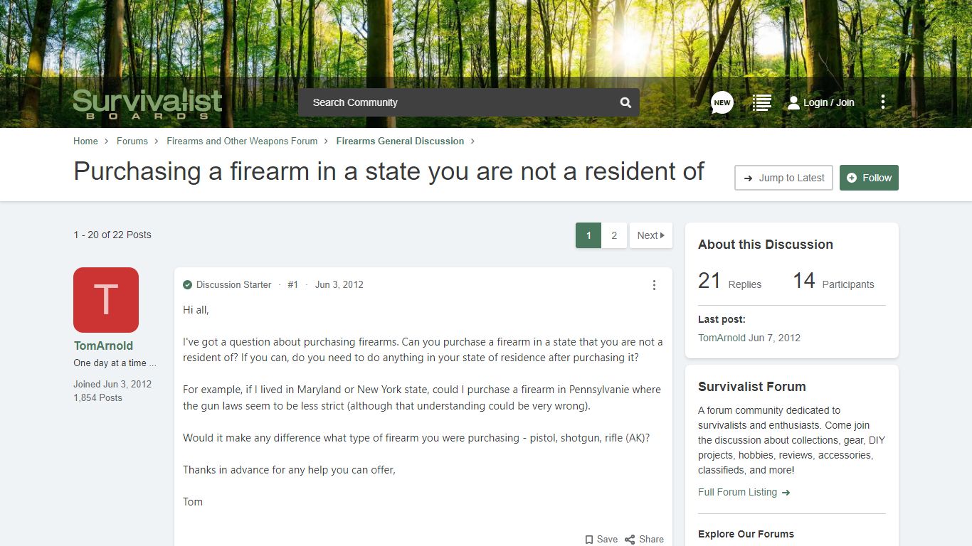 Purchasing a firearm in a state you are not a resident of